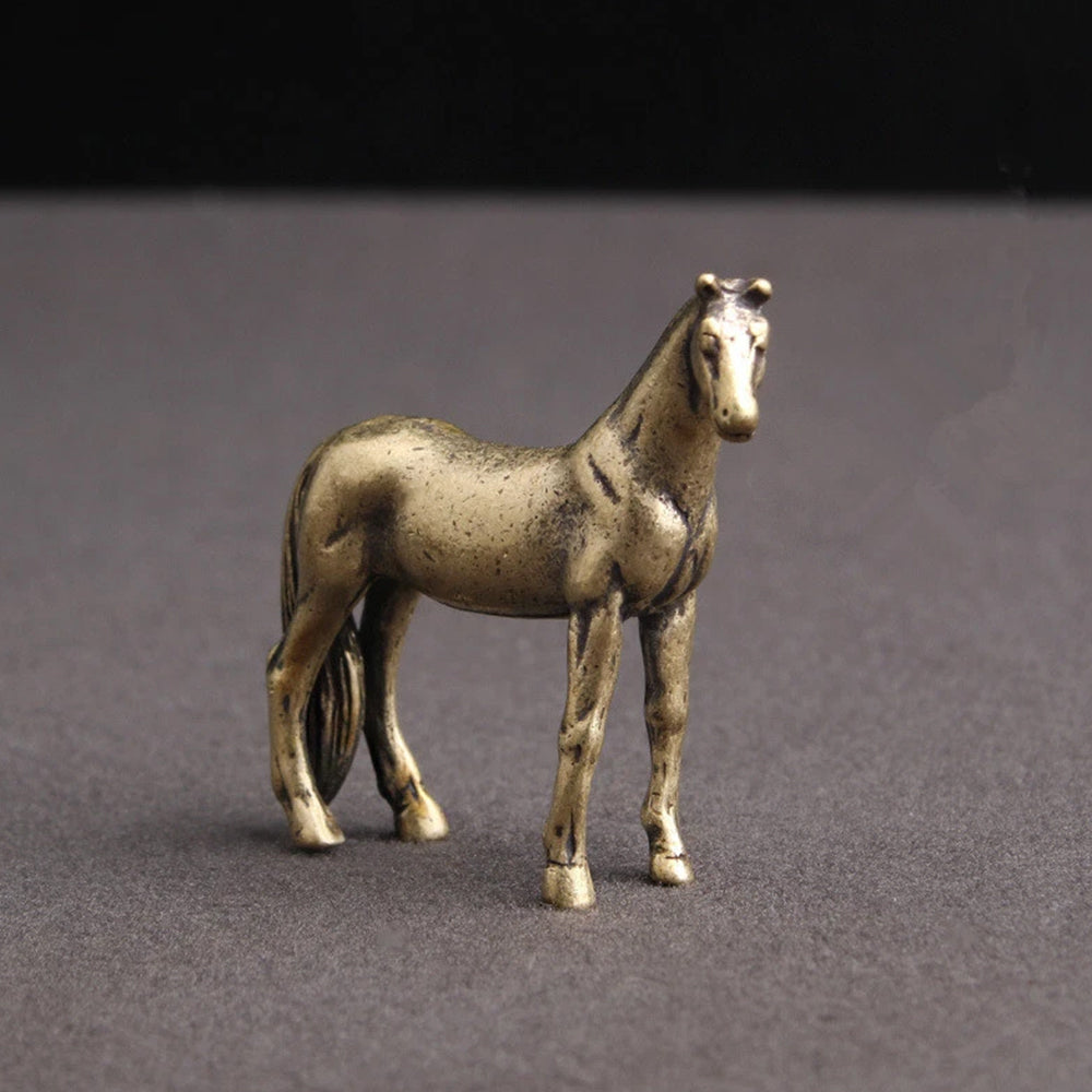 Solid Brass Steed Statue Year of Horse Figurine Home Desktop Decor Ornament Tea Pet