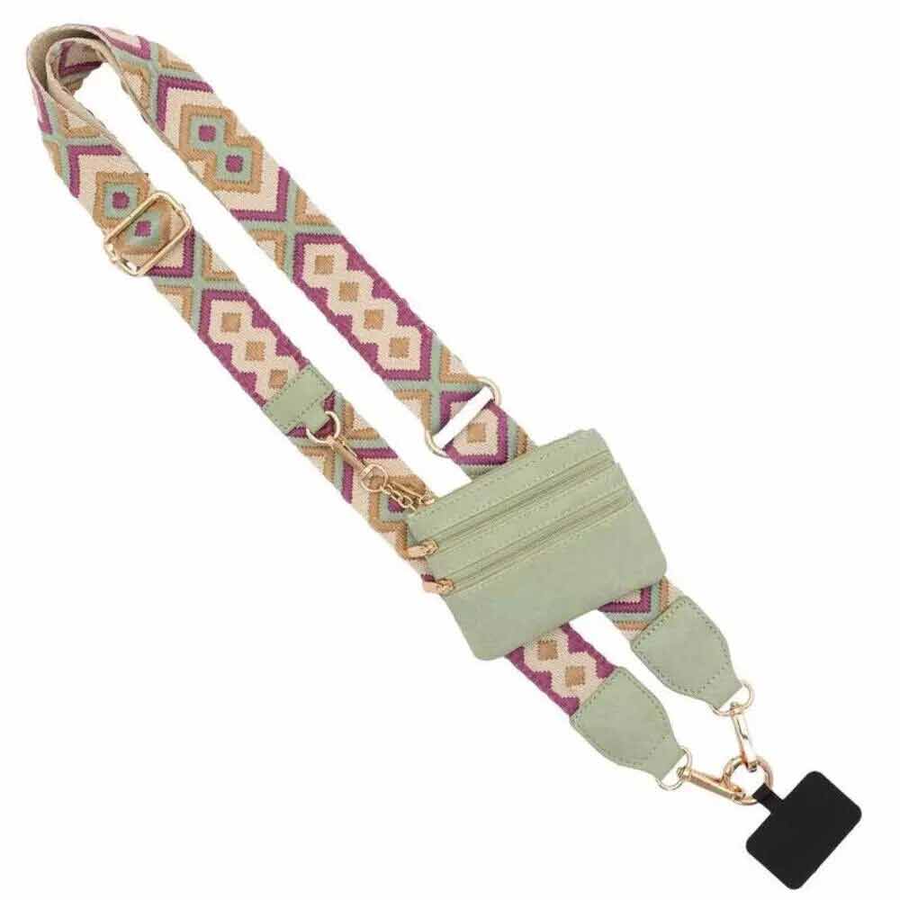Crossbody Phone Chain with Zipper Wallet Pouch Phone Strap With Zippered Pouch