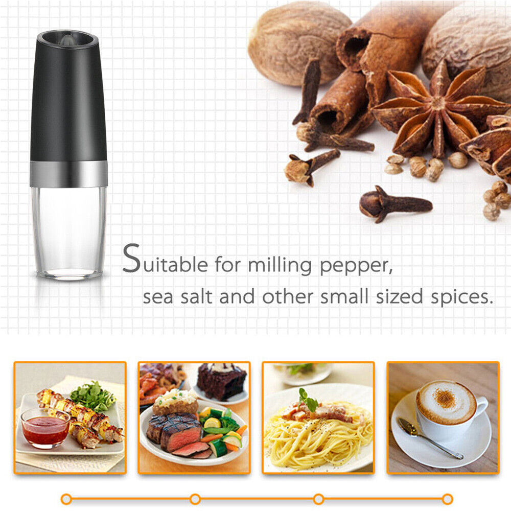 Electric Pepper Mill Salt Shakers Gravity Automatic Grinder Battery-Operated LED