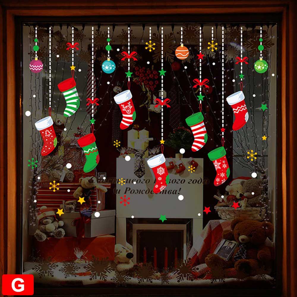 2PCS Christmas Santa Removable Window Stickers Festival Art Decal Wall Home Xmas