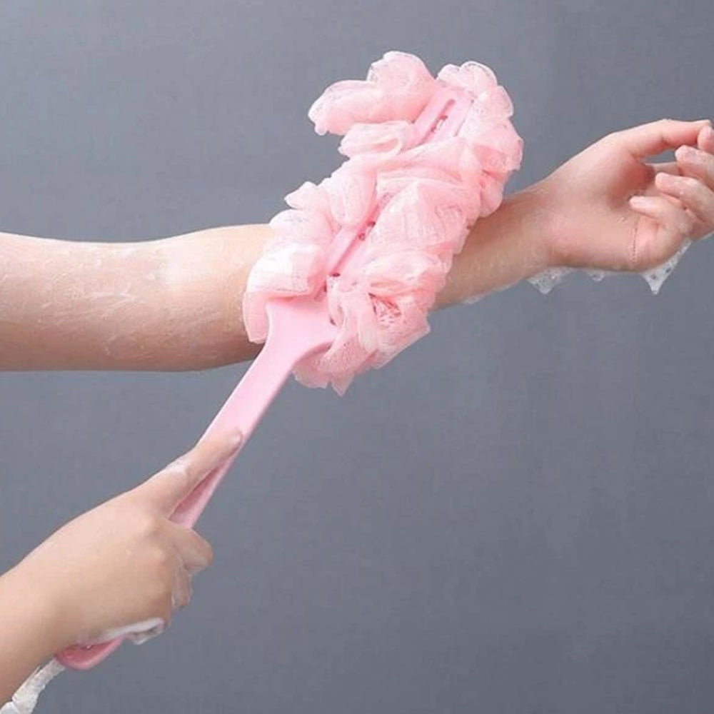 Long Handle Bath Brush Soft Mesh Sponge Back Scrubber Body Puff Shower Loofah
