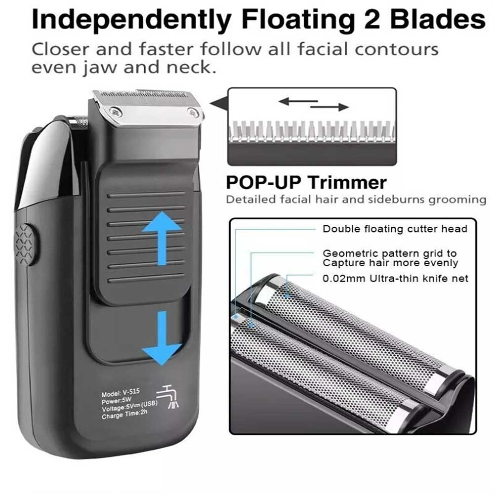 Electric Foil Shaver Reciprocating Cordless Razor Hair Clipper Beard Trimmer USB