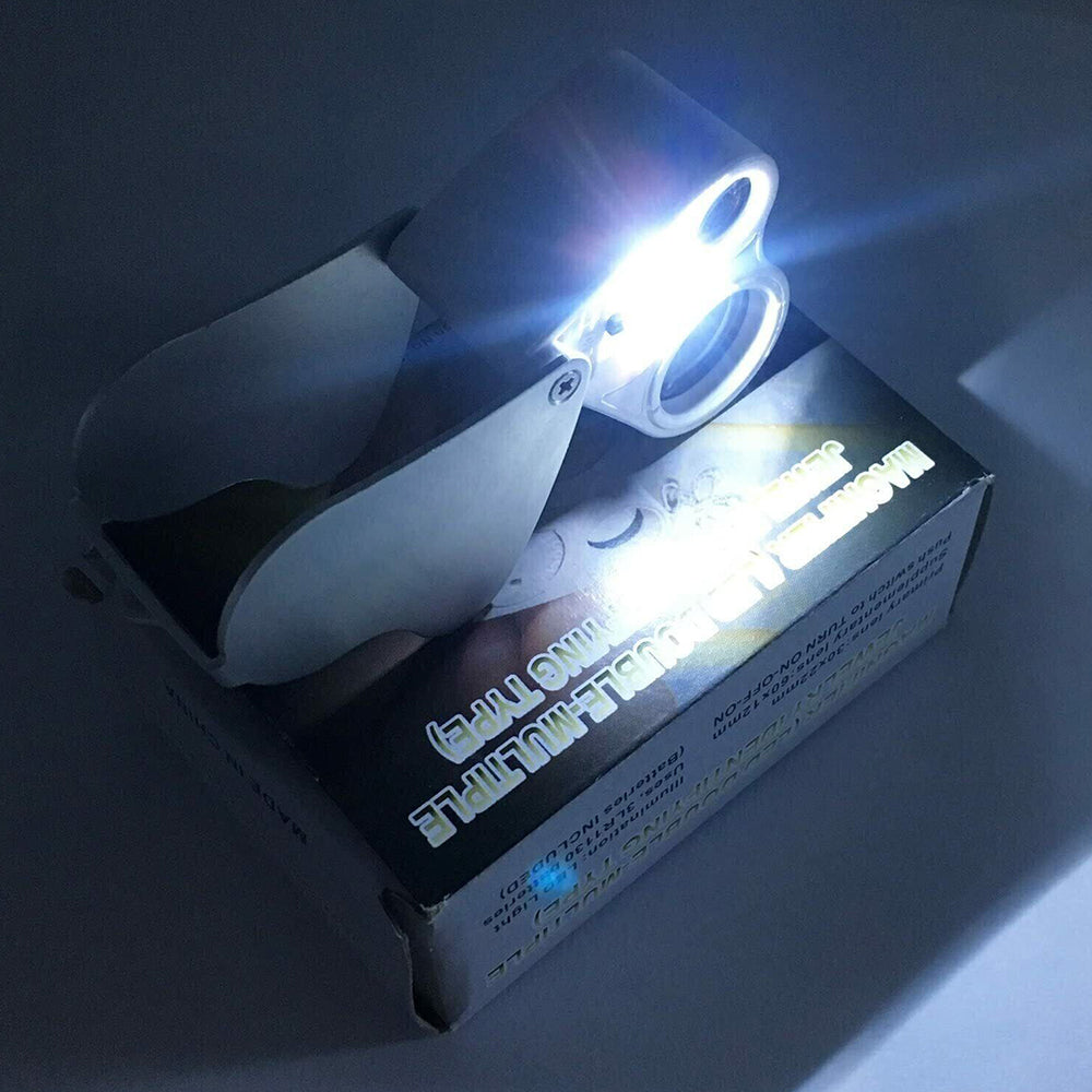 LED Double Multiple 30X 60X Jewelers Eye Loupe Lens Magnifier Magnifying Glass