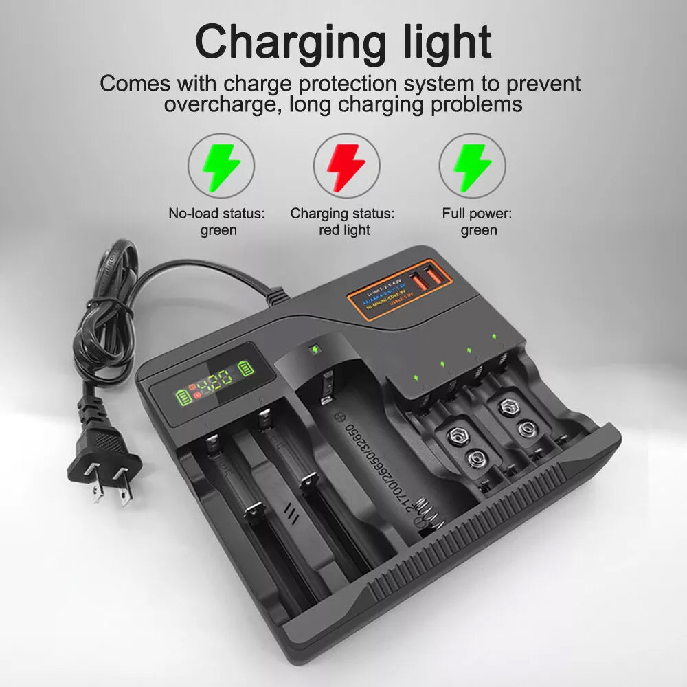LCD Smart Battery Charger For AAA AA 9V Ni-MH Ni-CD Rechargeable Batteries