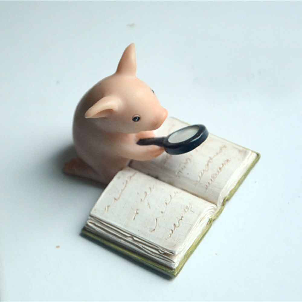Cute Pig Statue Mini Landscape Figurine Desktop Decoration Miniature Resin Craft