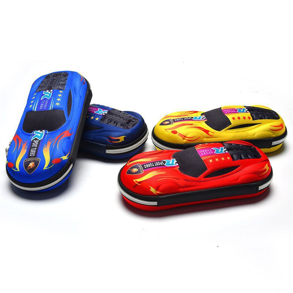 Cartoon Racing Car Pencil Box Holder with Hidden Storage Pockets Gift