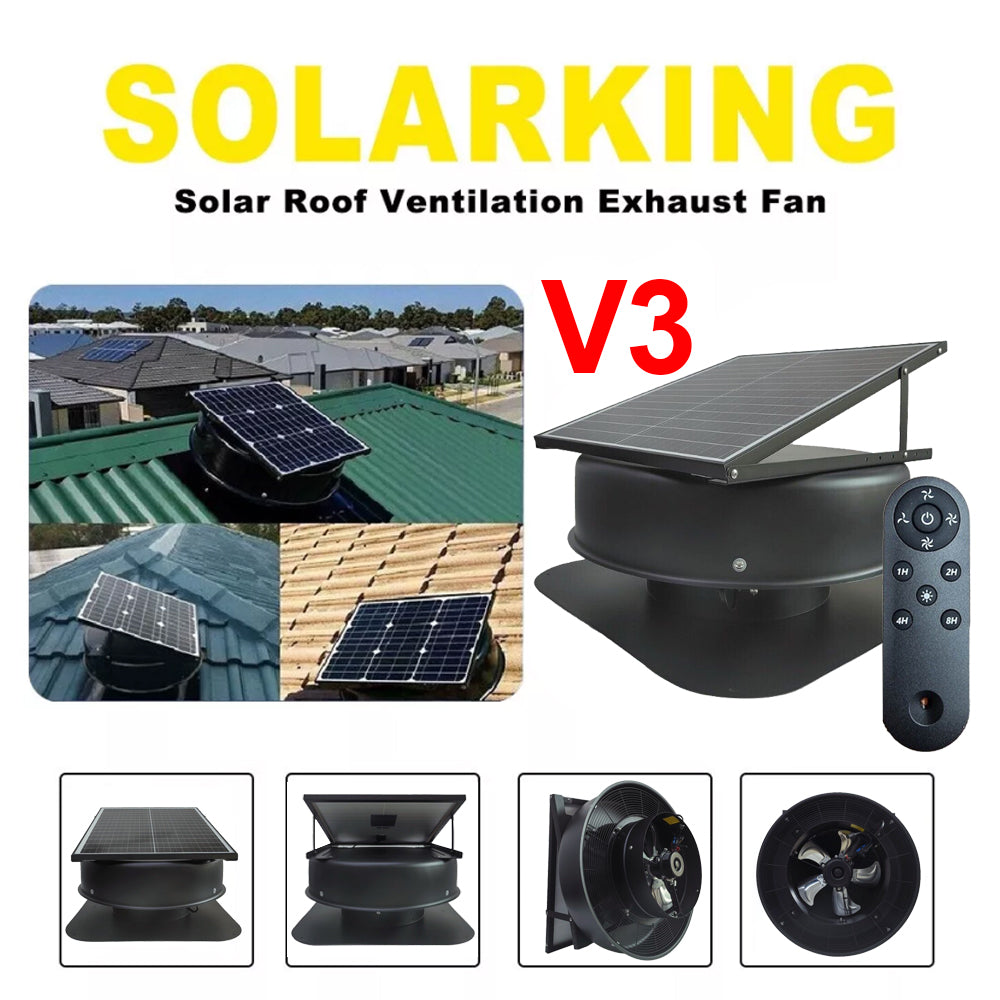 SolarKing Solar Roof Ventilation Fan V3 Wireless (LATEST MODEL) - Free Shipping