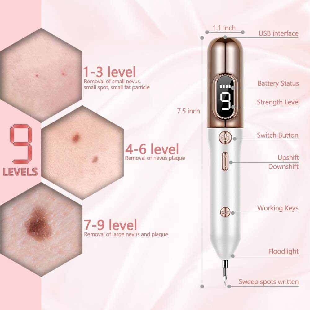 Laser Plasma Pen Freckle Remover Machine LCD Skin Mole Wart Dark Spot Removal