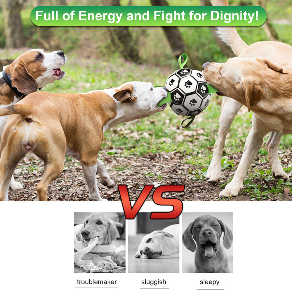 Dog Soccer Ball Grab Tabs Interactive Pet Dog Toy Football with Ball Pump