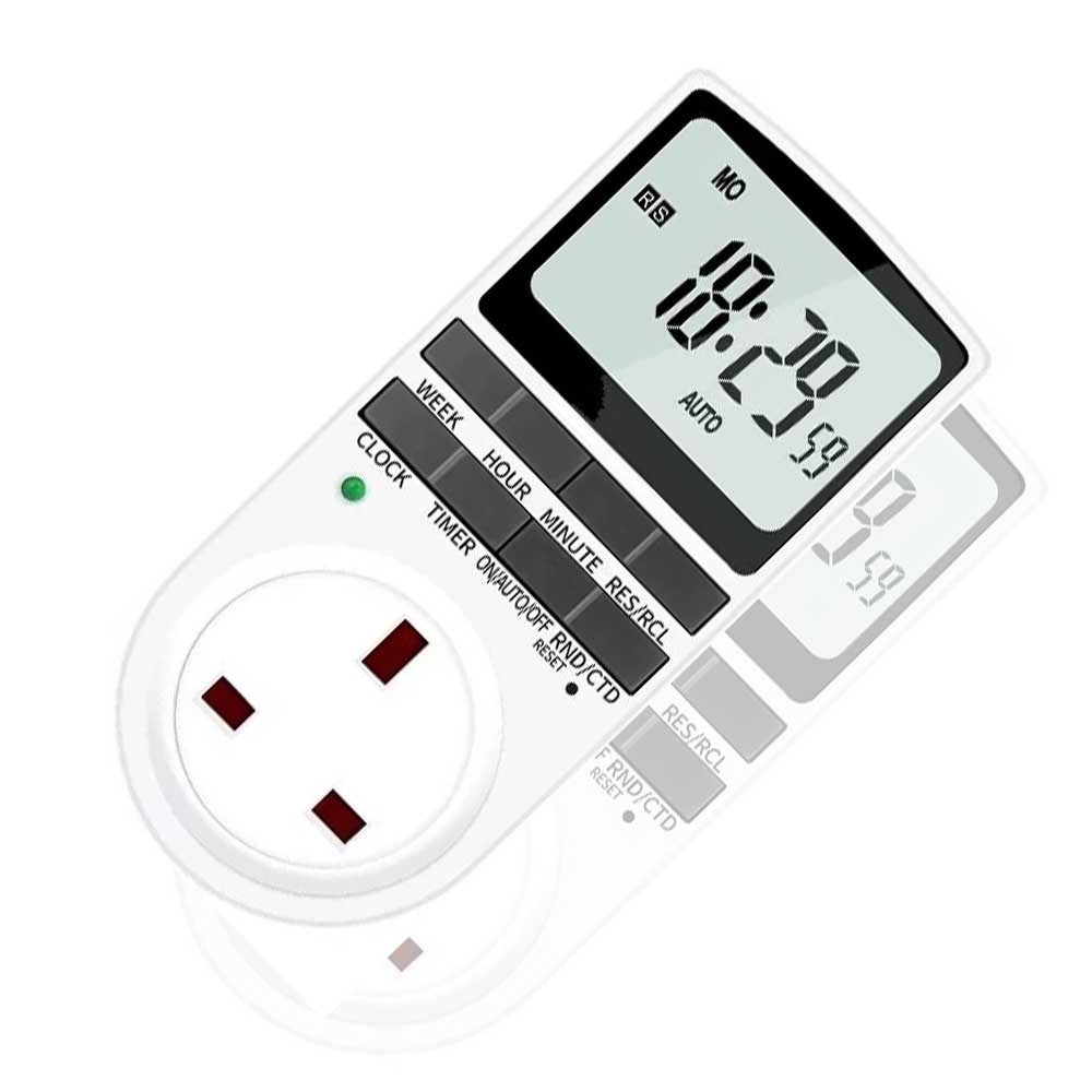 Electronic Digital Timer 12/24 Hour Switch 7 Day Socket UK Plug-in Programmable