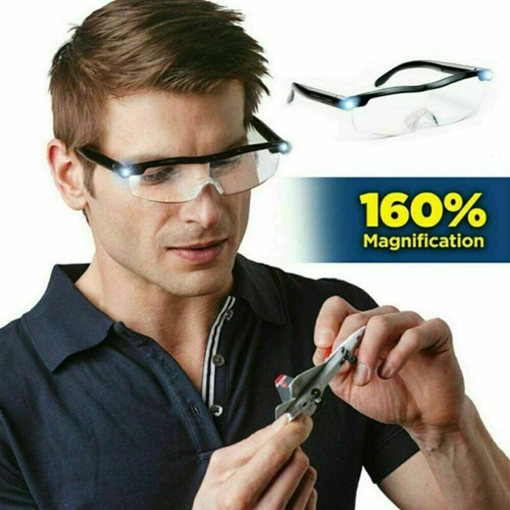 Mighty Sight 160% Magnifying Eyewear HD Glasses Unisex With LED Lights Glasses