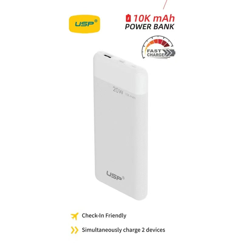 20W Fast Charge Power Bank 10K mAh (10000mAh) with 2 USB Outputs