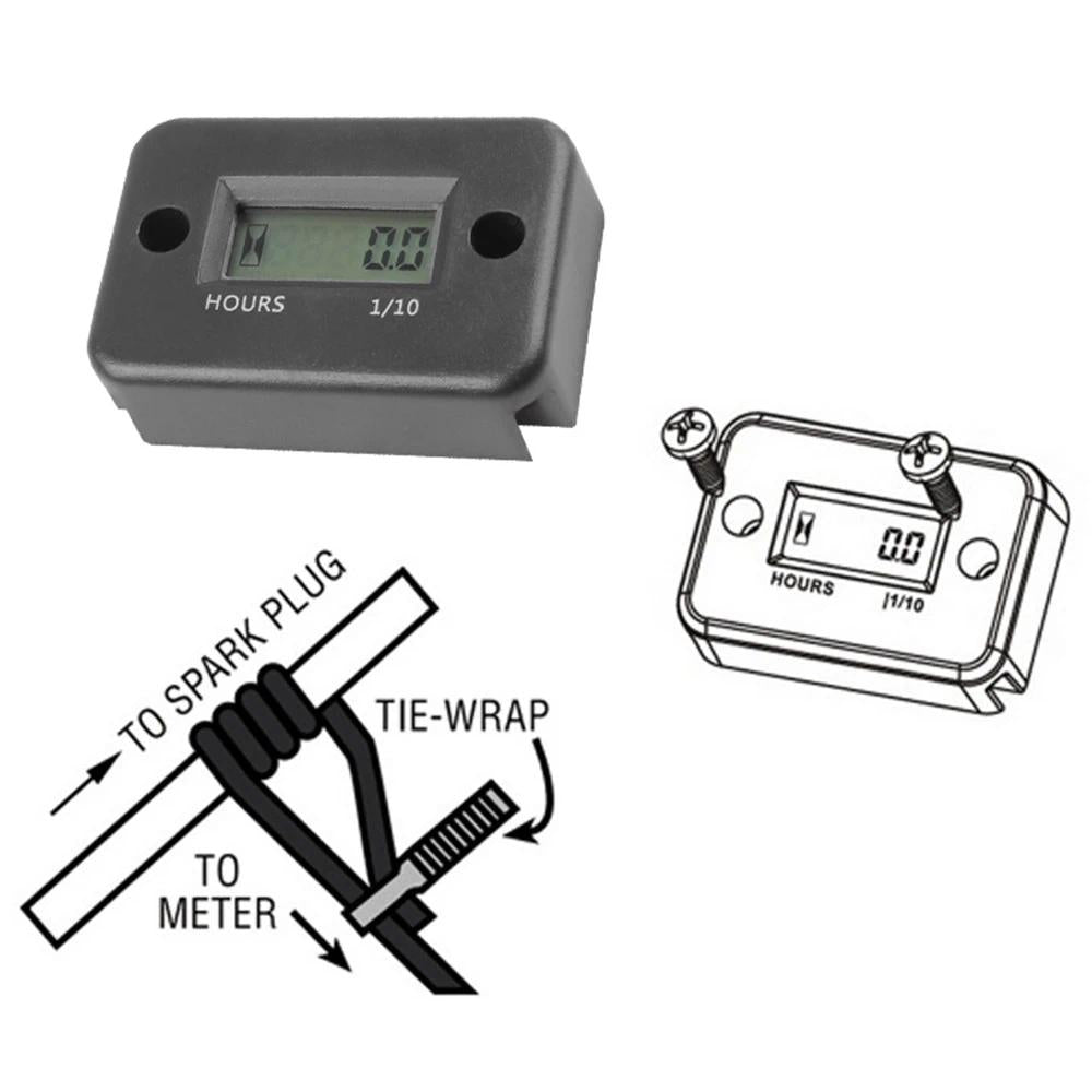 Inductive Waterproof Hour Meter Marine ATV Motorcycle Dirt Bike Sk Engine BLACK