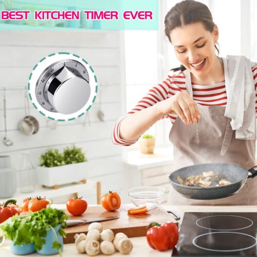 Magnetic Kitchen Timer, Chef Cooking Timer Clock with Loud Alarm Mechanical