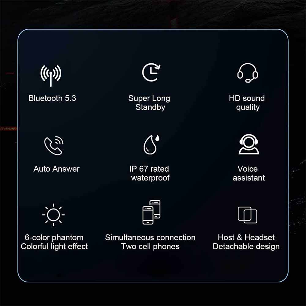 LED Bluetooth Motorcycle Helmet Headset Speaker Wireless Motorbike Headphone