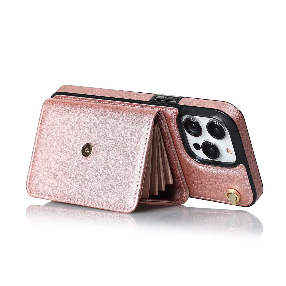 For iPhone 14 Pro Max Plus Case Leather Wallet Cover Card holders Coins Storage