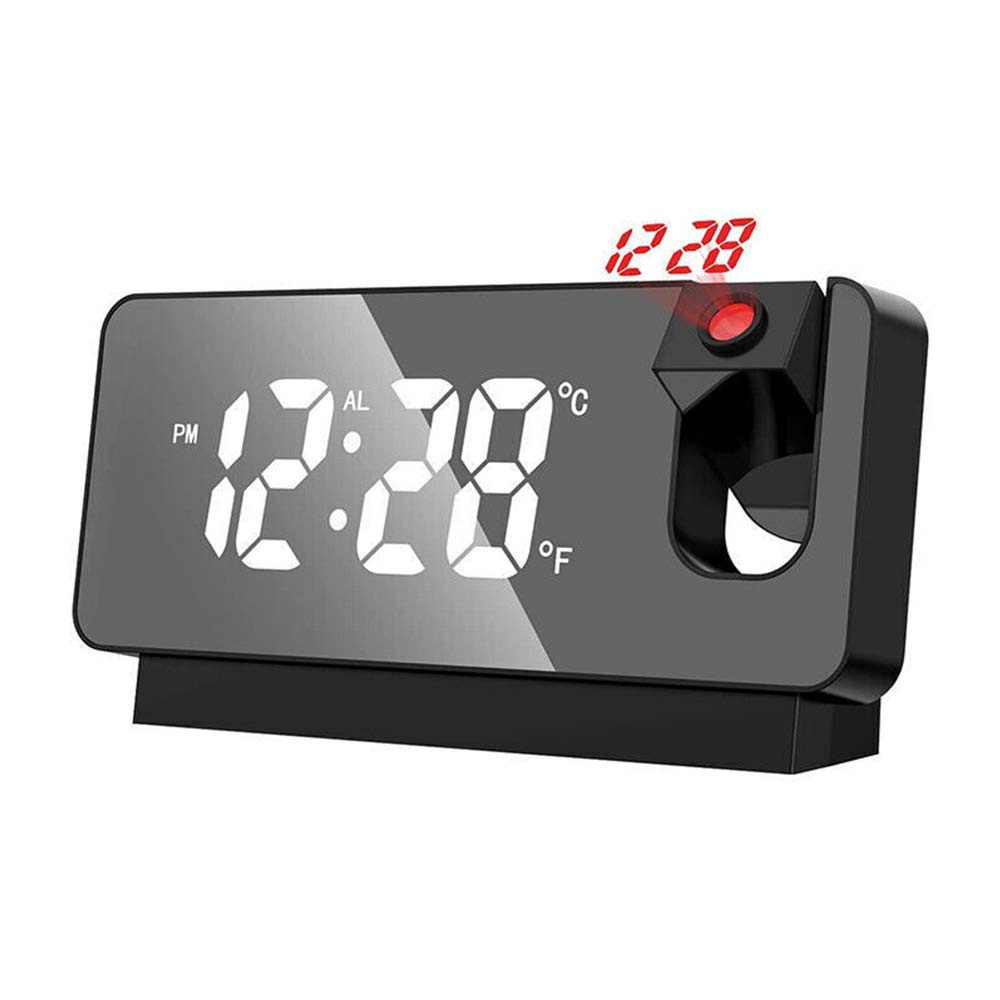 LED Digital Mirror Projection Alarm Clock Time Projector Thermometer Display USB