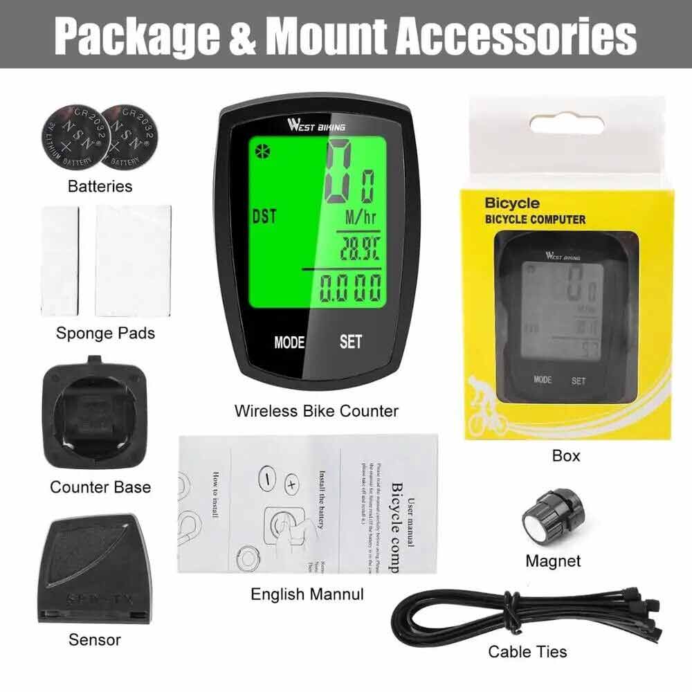 LCD Cycle Speedometer Wireless Cycling Bike Bicycle Computer Odometer Waterproof