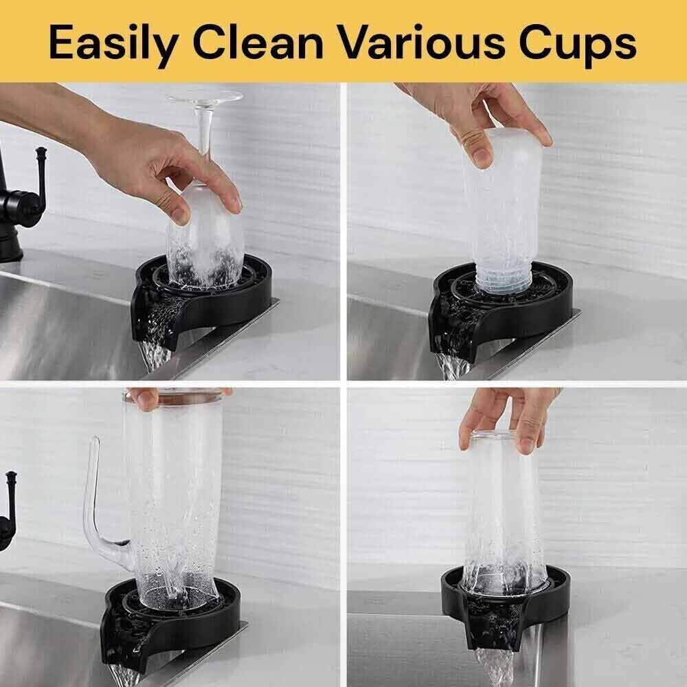 Kitchen Cafe Sink Glass Rinser Automatic Bottle Washer Cup Cleaner Bar Pitcher