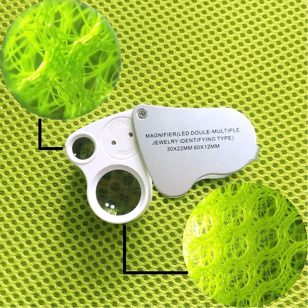 LED Double Multiple 30X 60X Jewelers Eye Loupe Lens Magnifier Magnifying Glass