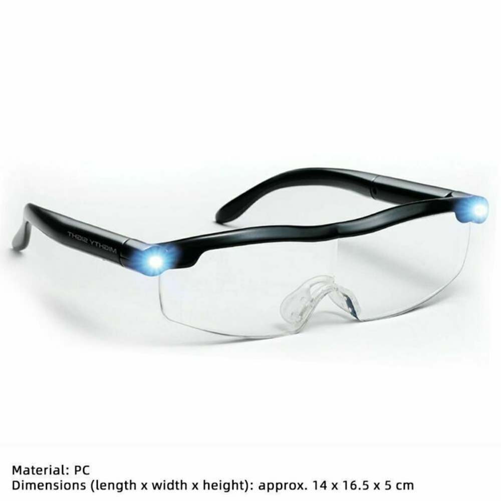 Mighty Sight 160% Magnifying Eyewear HD Glasses Unisex With LED Lights Glasses