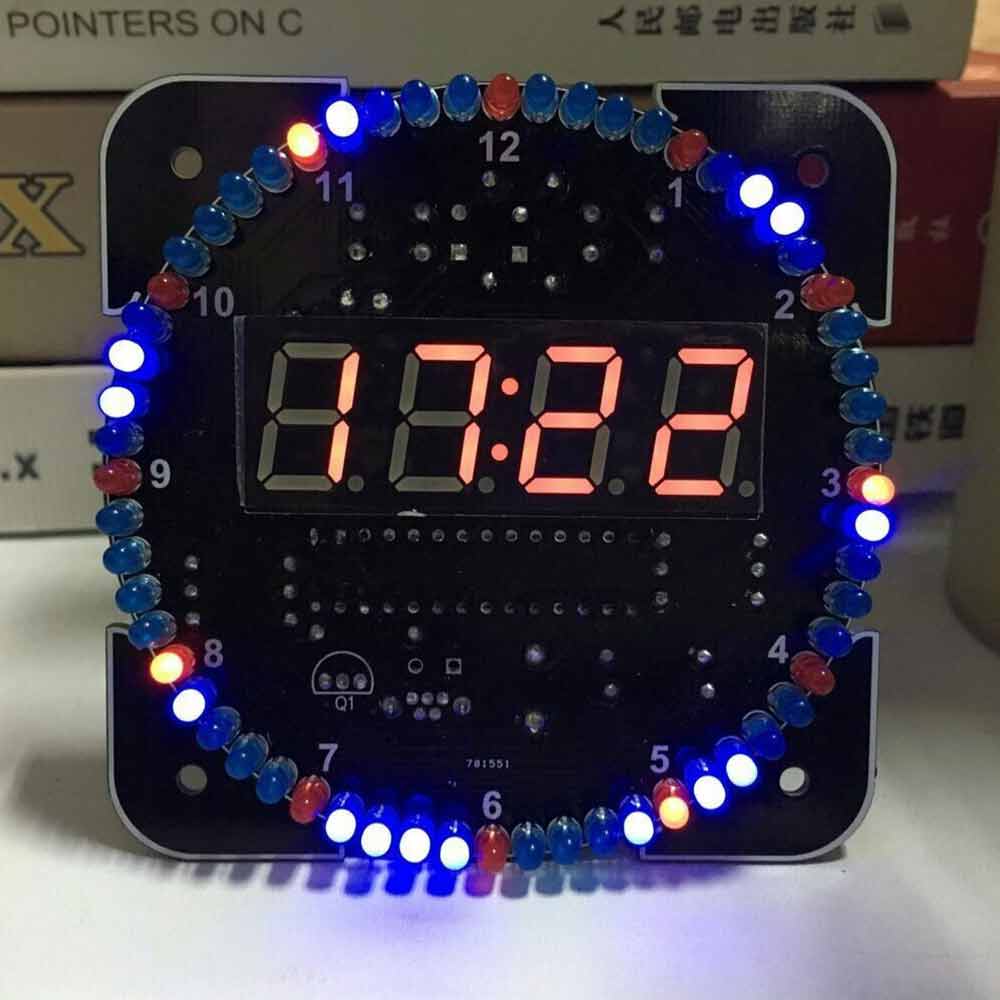 DIY Rotating Digital LED Electronic Digital Clock Temperature Display KIT + Case