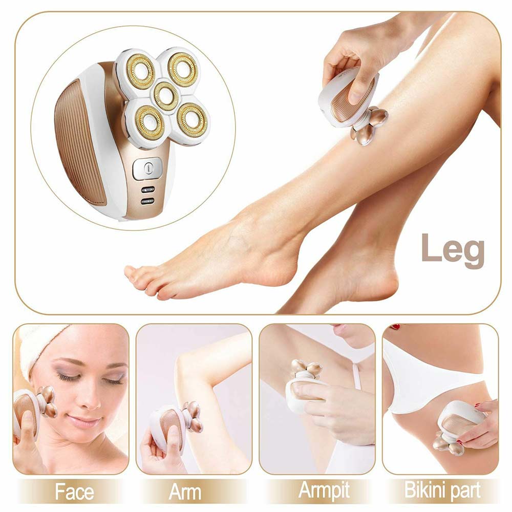 Electric Shaver 5 Head Floating Lady Body Facial Hair Remover Beard Clipper Kit
