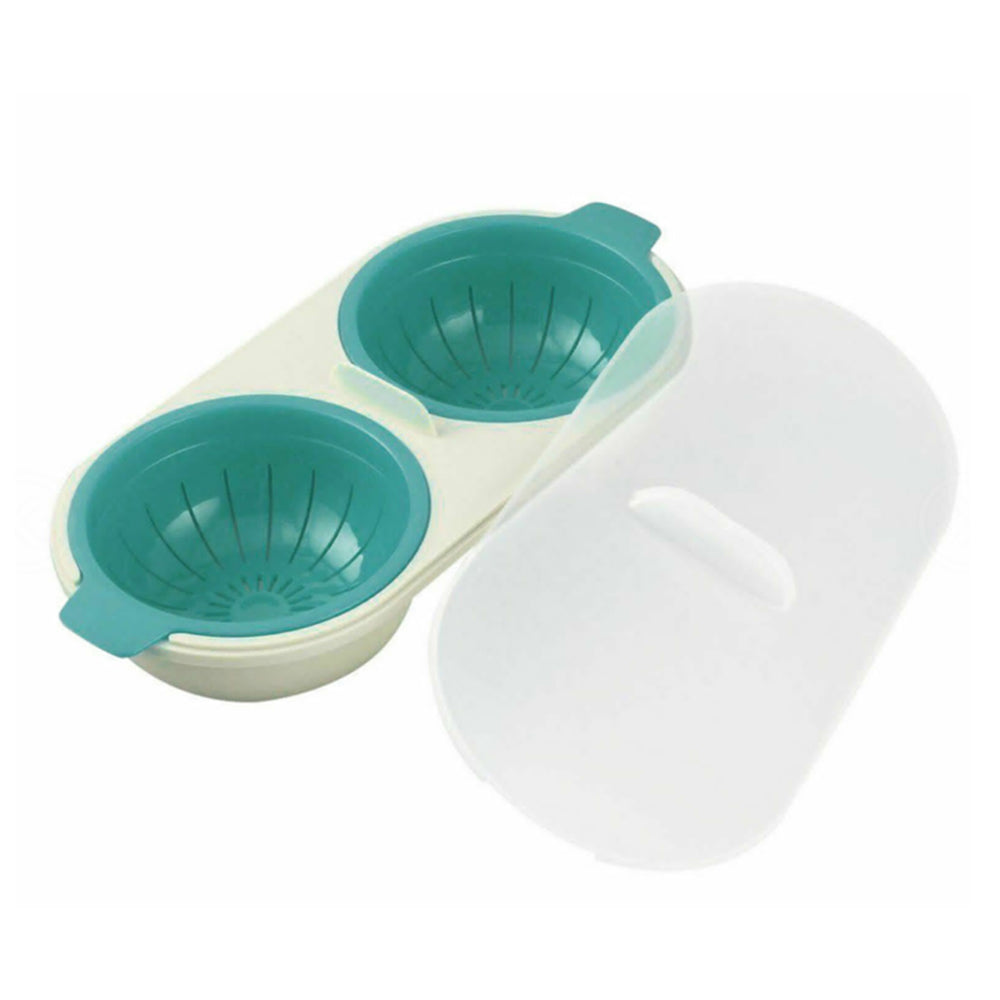 Kitchen Two Eggs Poacher Egg Bowl Holder Microwave Oven Novelty Breakfast Cooker