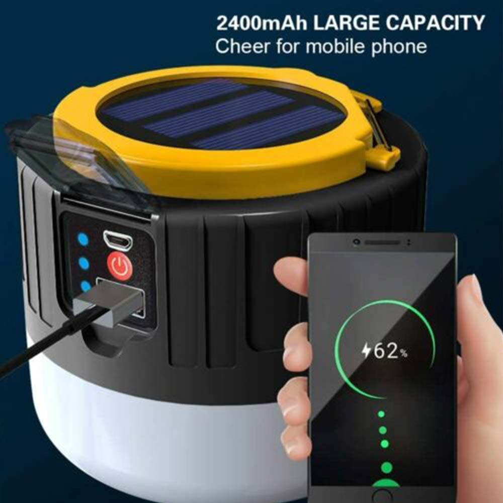 LED Solar Light + Remote Control + USB Rechargeable Tent Camping Emergency