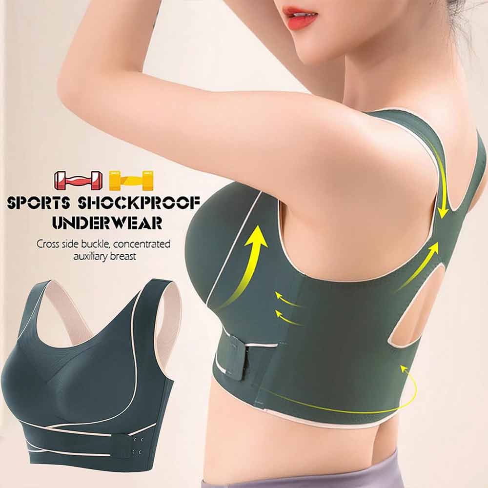 Women Comfy Corset Bra Sport Front Cross Seamless Smooth Liner Side Buckle Bra