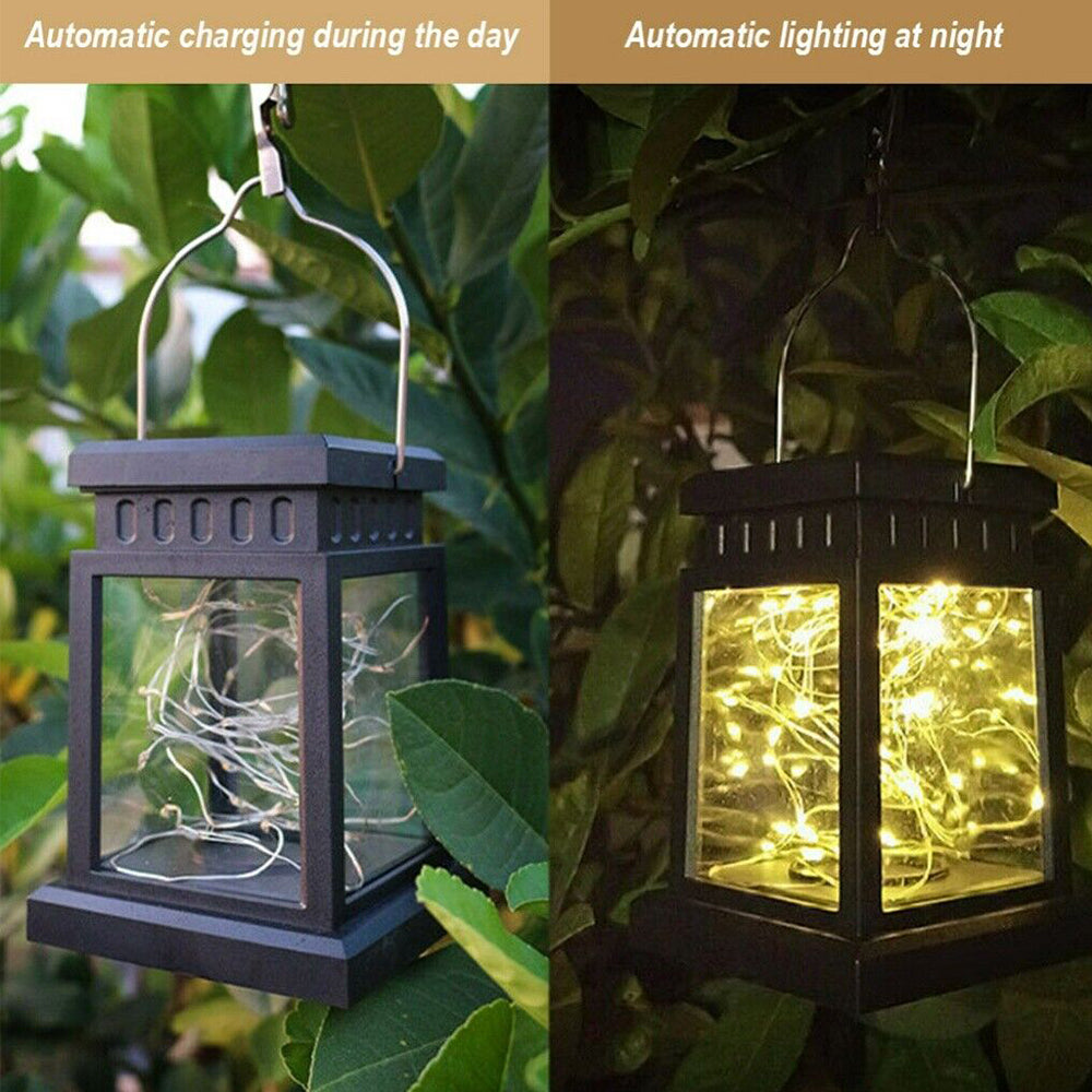 LED Solar Powered Hanging Lantern Lights Waterproof Outdoor Garden Table Lamp
