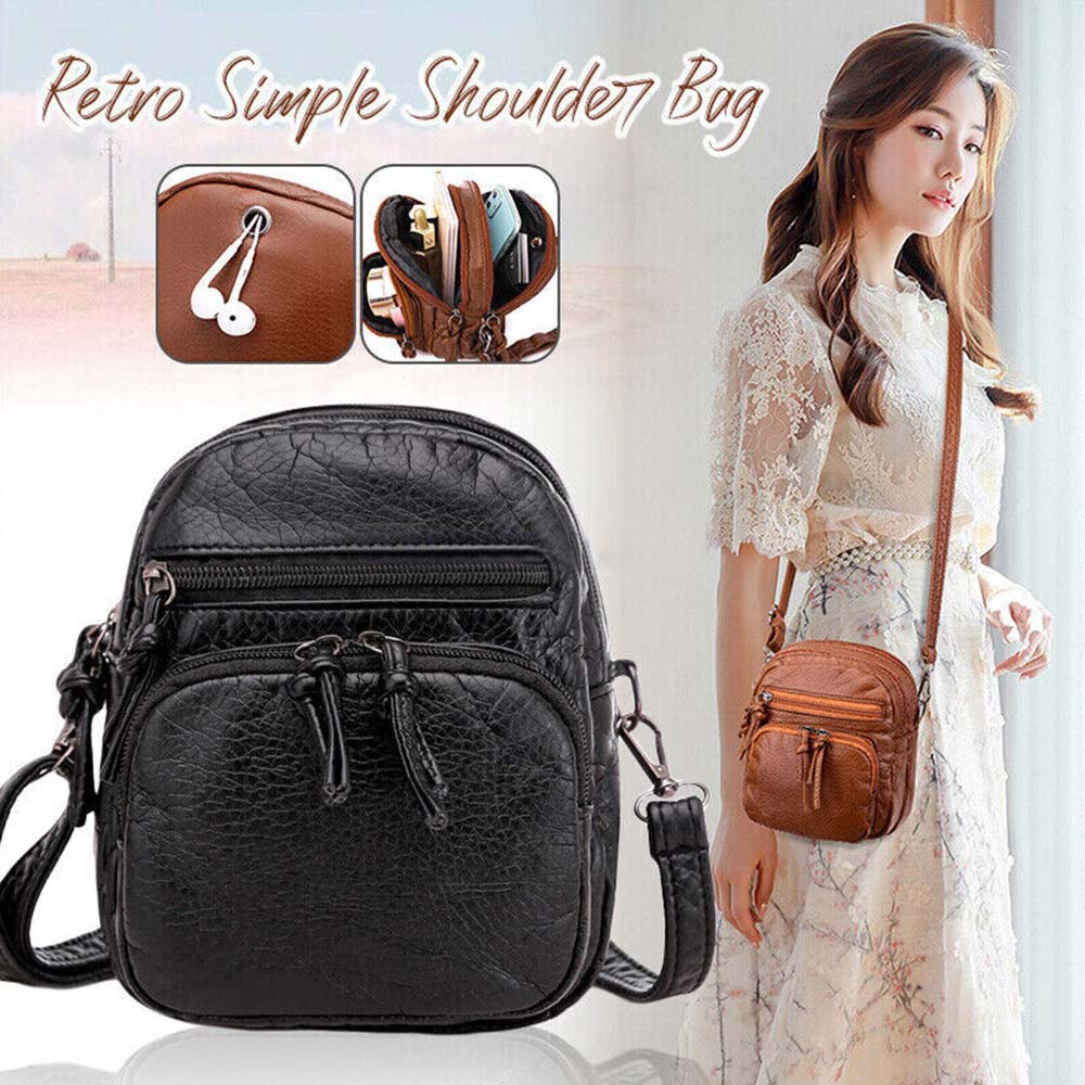 Hot Women PU Leather Crossbody Bag Small Multi Layer Large Capacity Phone Bag