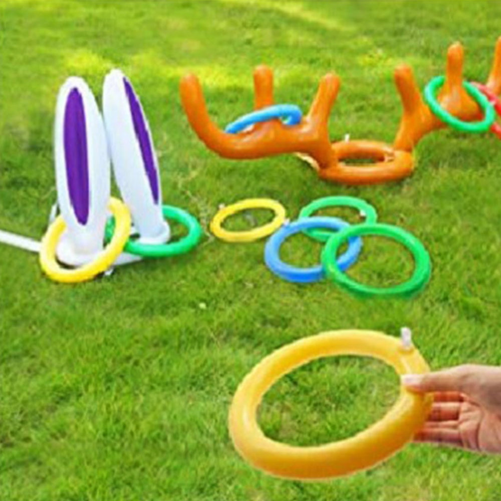 21pcs/set Easter Inflatable Bunny Ears Game Family Kids Toss Hat Home Decoration