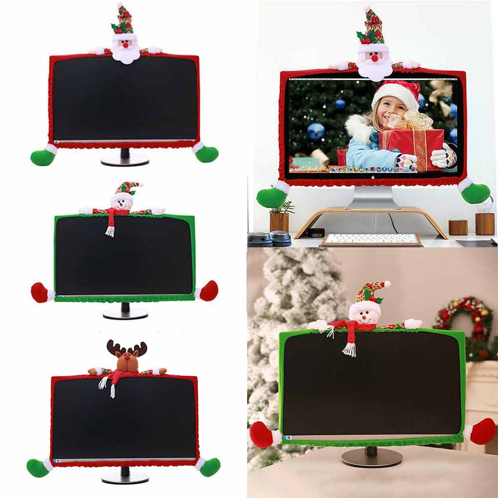 Christmas Computer Monitors Cover Xmas Decorations Cover for Xmas Office Decor