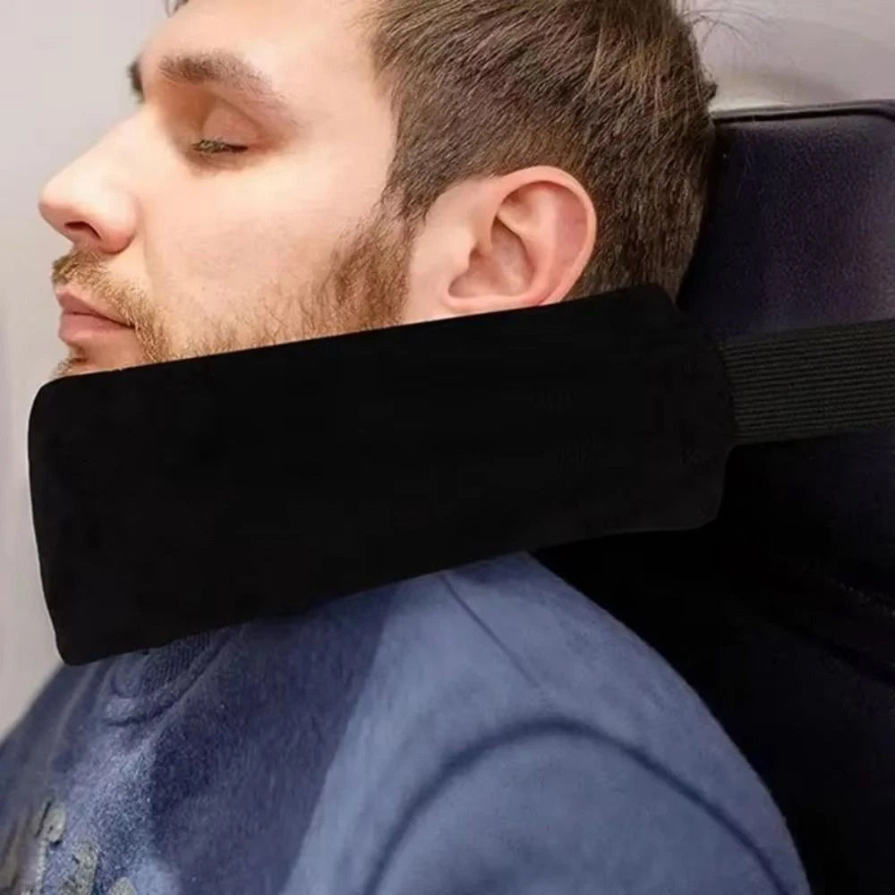 Neck Support Travel Pillow – Adjustable Head Strap for Airplane, Portable