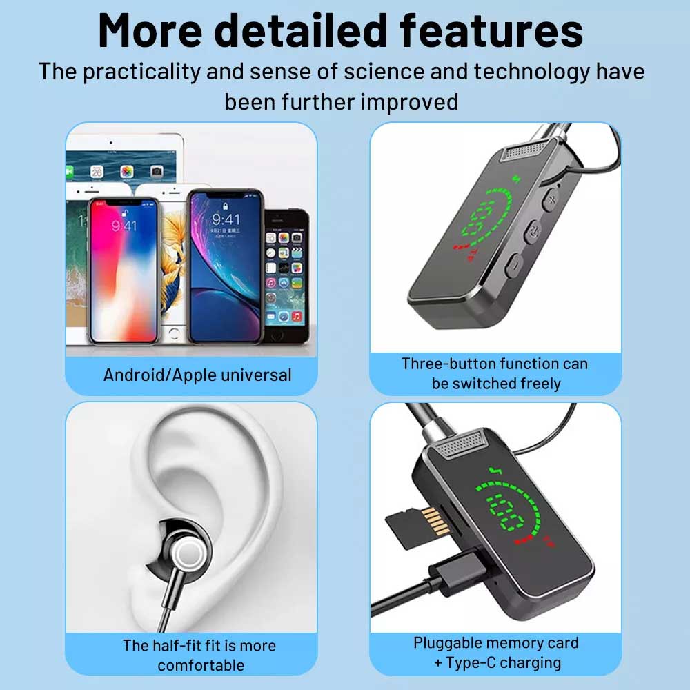 Wireless Bluetooth Neckband in ear karaoke Monitoring Headphones Living Headset