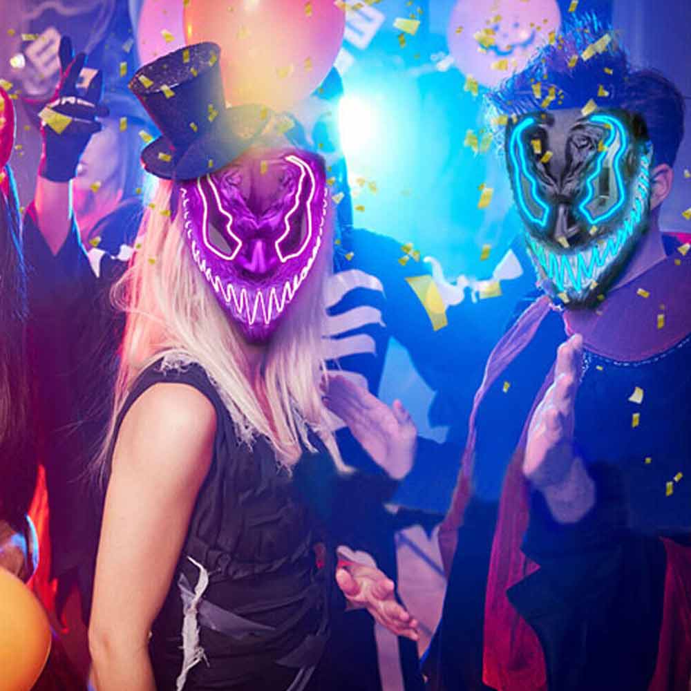 LED Light Up Neon Mask Halloween Venom Mask Halloween Costume Scary Cosplay