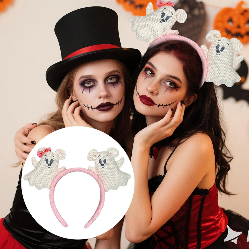 2025 HongKong Disney Parks Halloween Ghost Mickey And Minnie Mouse Ear Headband