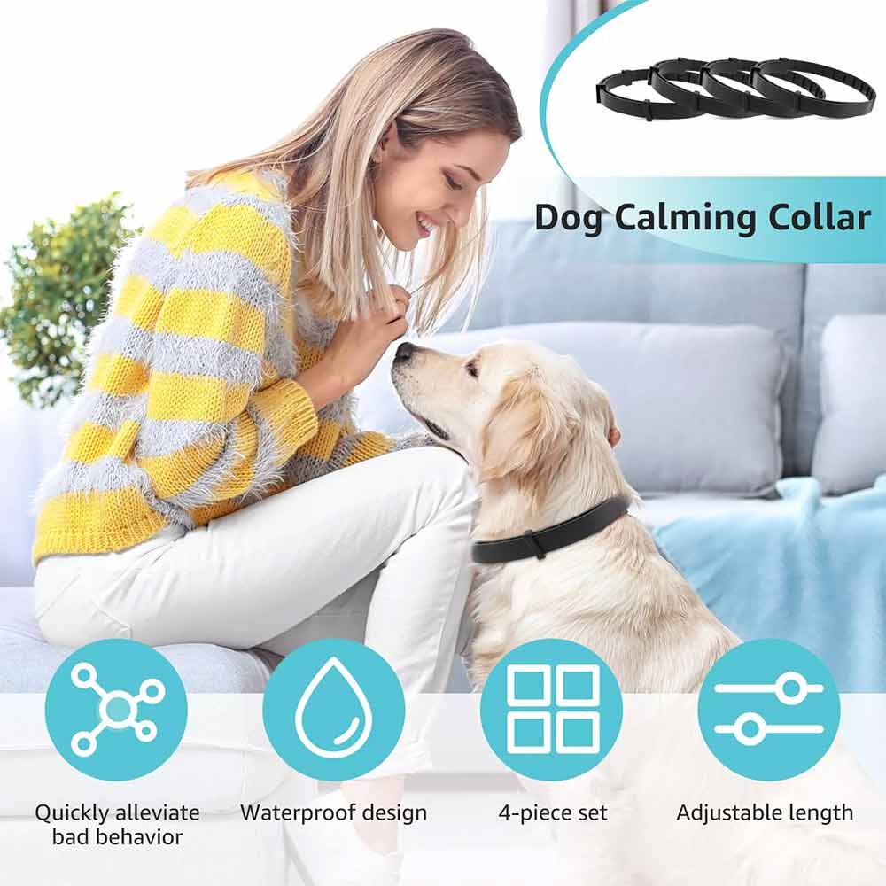 4-Pack Dog & Cat Calming Collars – 60-Day Pheromone Relief for Anxiety, Travel & Storm Stress