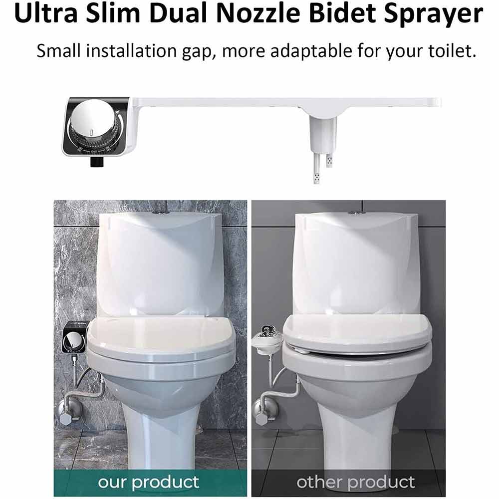 Dual Nozzle Hygiene Toilet Bidet Water Wash Clean Unisex Seat Attachment Sprayer