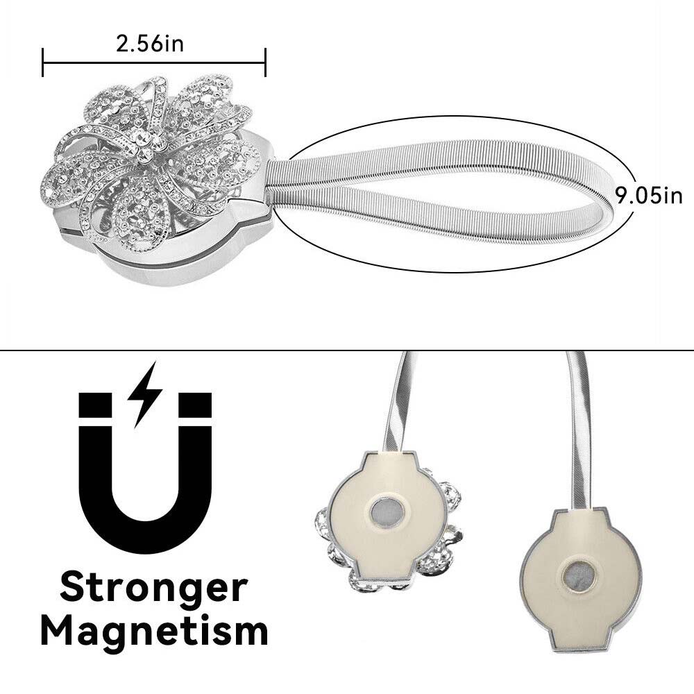 2pcs Magnetic Curtain Tiebacks Crystal Tie Backs Buckle Clips Holdbacks Home