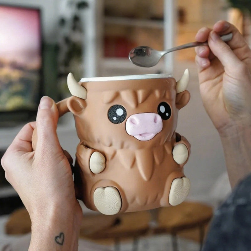 Ferdinand Ice Cream Pint Holder the Highland Cow with Spoon Slots | Eco-Friendly