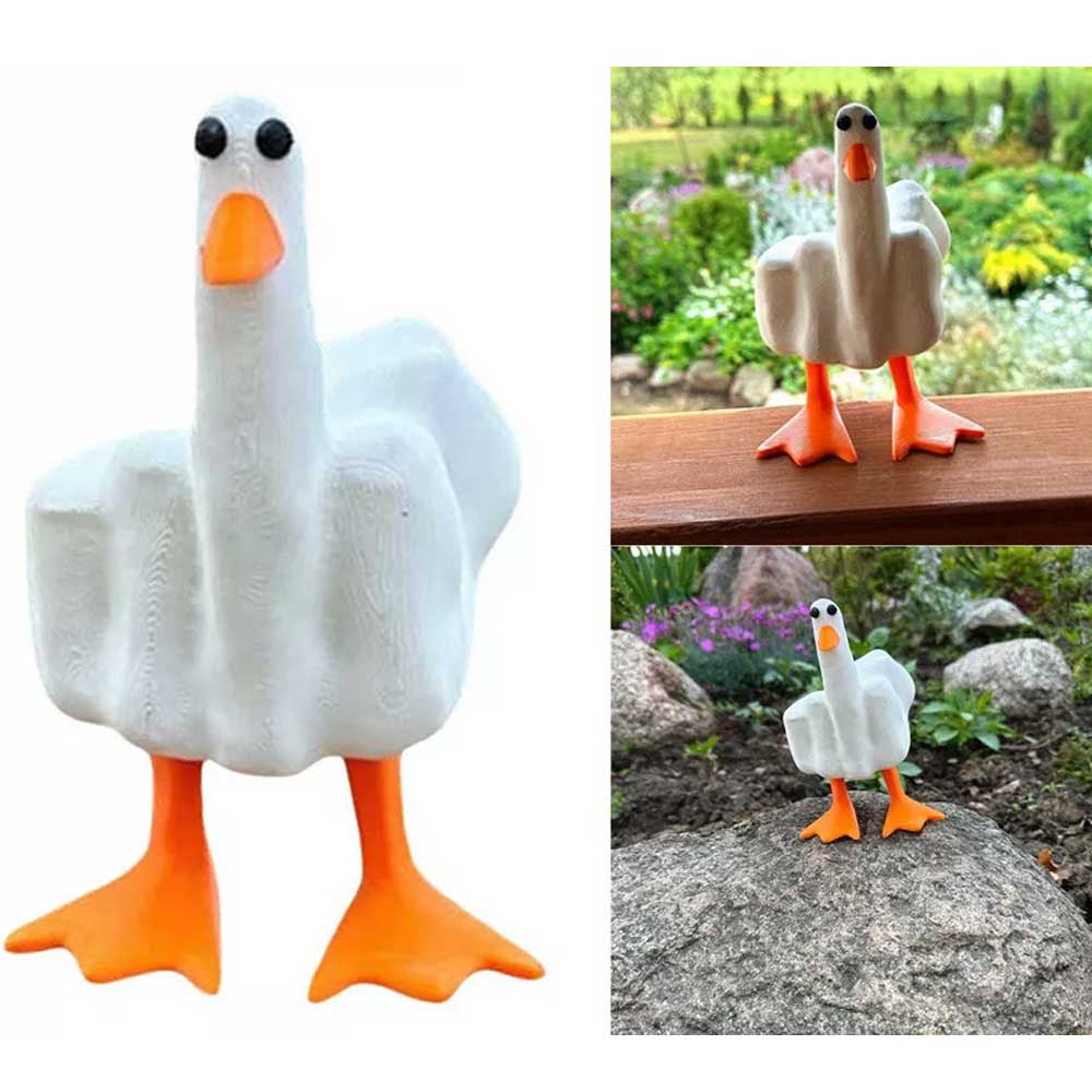 Cute Middle Finger Duck Craft 3D Funny Little Duck Resin Figurine Ornament Decor