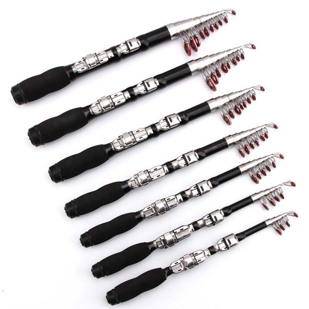 Carbon Fiber Telescopic Fishing Rod Portable Travel Spinning Pole Sea-Freshwater
