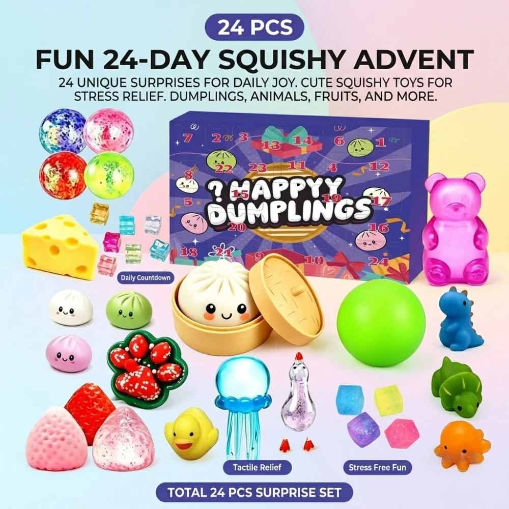24-Day Squishy Advent Calendar – Christmas Countdown Stress Relief Toy Set
