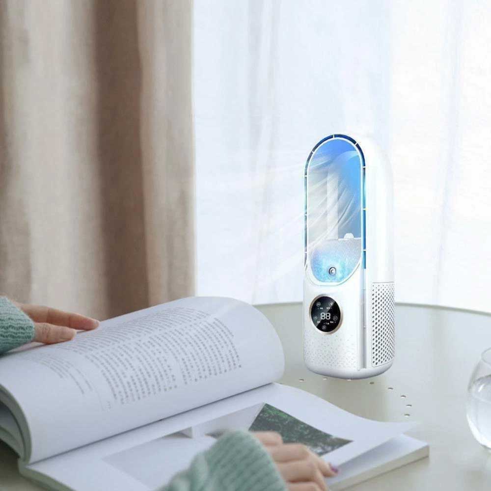 Portable Air 6 Speed Silent Timer Air Conditioner Cooler Leafless Electric Fan