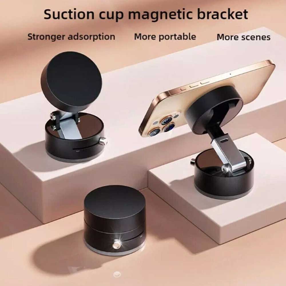 Magnetic Car Phone Holder - Vacuum Suction Cup, 360° Rotation, Strong Hold for Dashboard/Windshield