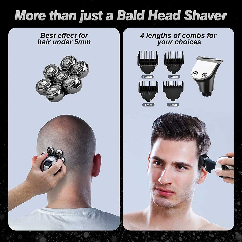 7-in-1 Men's Electric Shaver & Grooming Kit - 7D Rotating Head for Bald Head, Beard, Hair & Facial Care