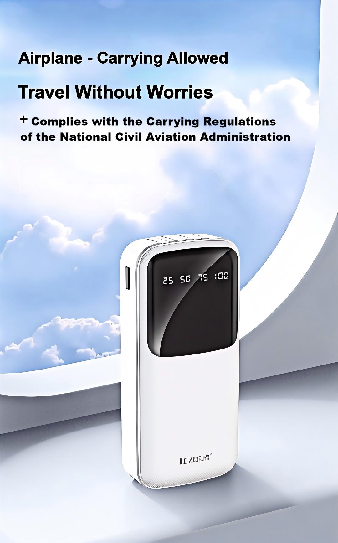 3C Certified Power Bank 10000mAh/20000mAh Slim Portable Charger Built-in Cable