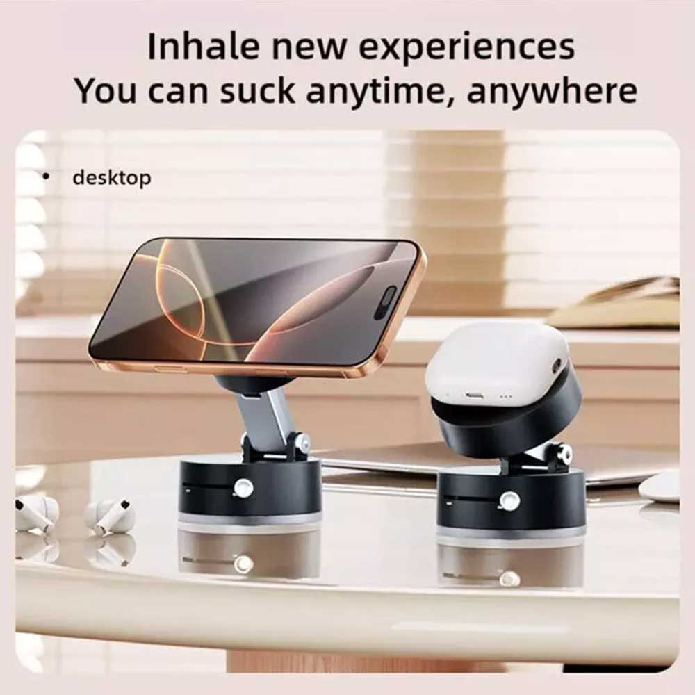 Magnetic Car Phone Holder - Vacuum Suction Cup, 360° Rotation, Strong Hold for Dashboard/Windshield